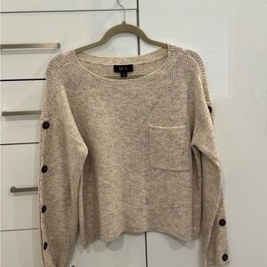 BCX Cream Crew Neck Cropped Sweater